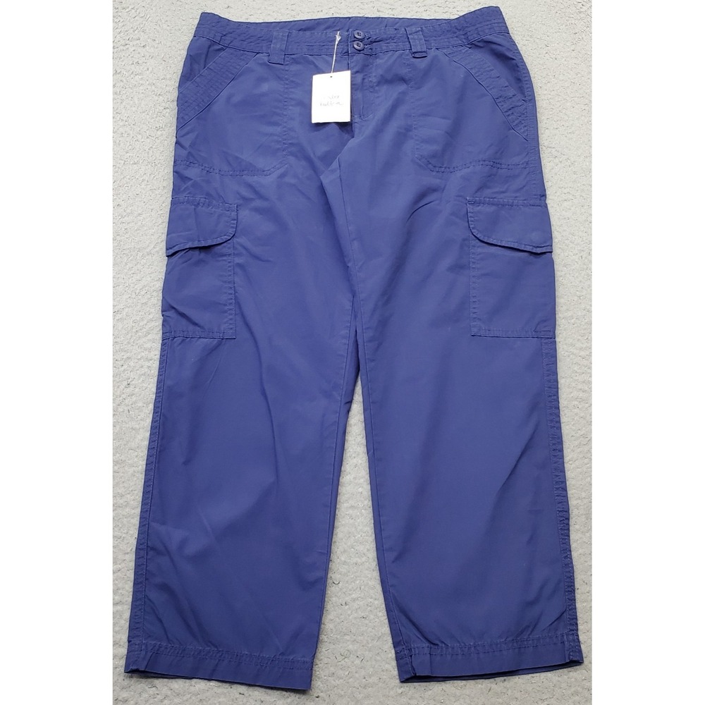 London Jean Cargo Pants Womens 8 Blue Utility Pockets Dual Button Workwear